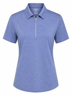 Callaway Golf Polo Shirt Women Medium Blue Heather 1/4 Zip Athletic Performance
